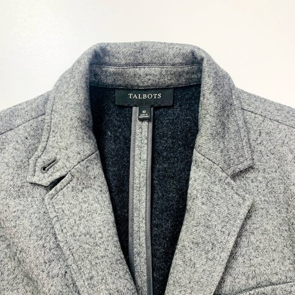 Talbots Wool Grey Three Button Blazer Tweed Sz 10 - Picture 2 of 8